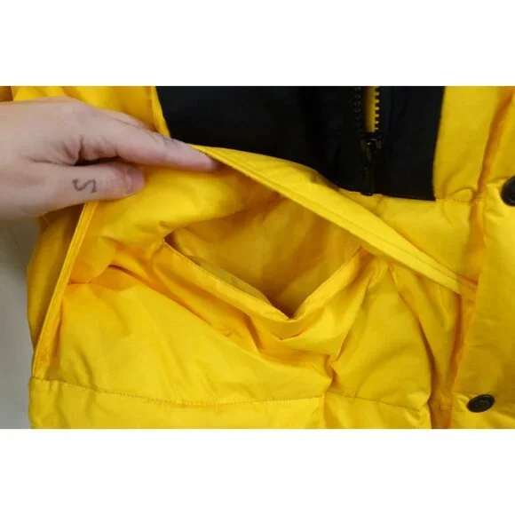 Deadstock Vintage 90s Streetwear Mens XL Color Block Down Puffer Jacket Yellow